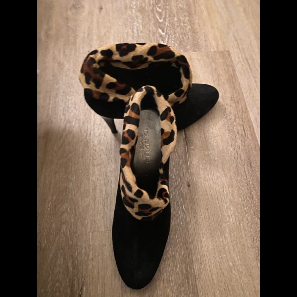 Talbots Leopard calf hair bootie